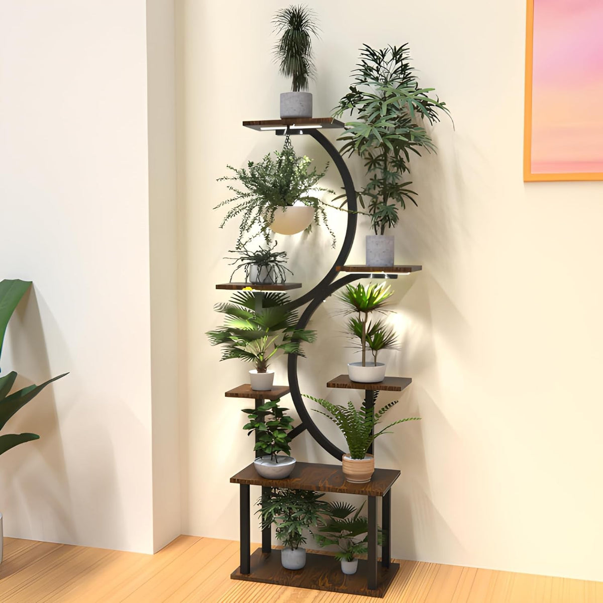 7 Tier Metal Plant Stand Grow Lights Indoor Tall Flower Shelf Display Rack