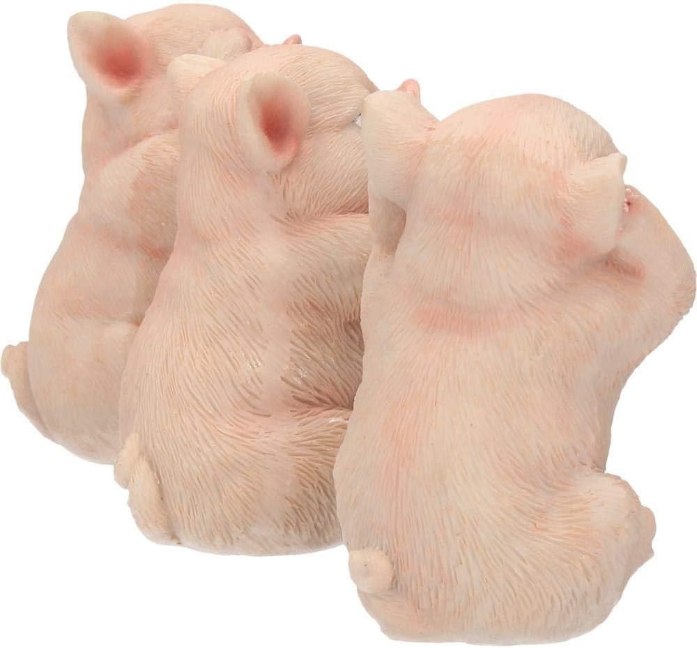 Three Wise Pig Figurines Resin 9.5cm Cute Ornament Set Home Decor Gift