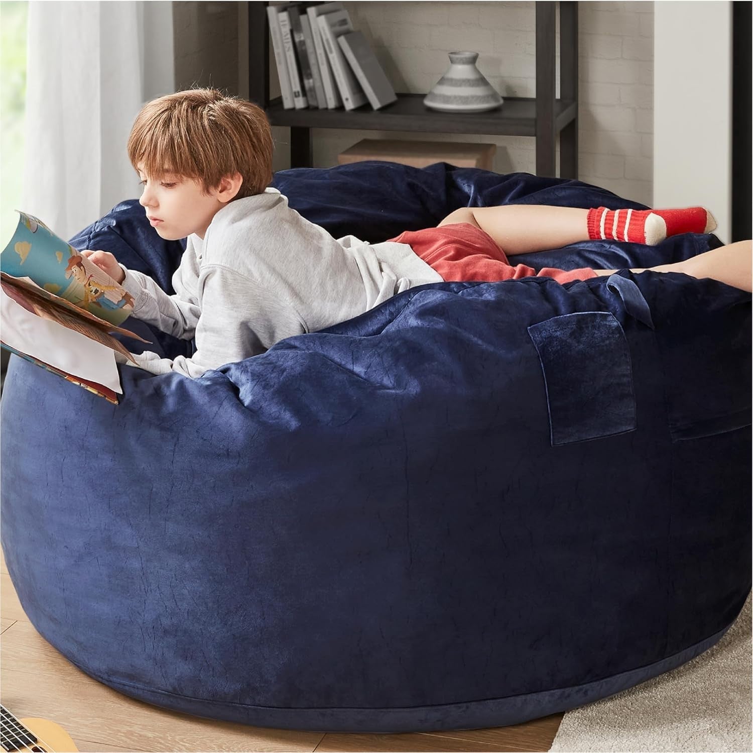 Large 4FT Memory Foam Bean Bag Chair with Removable Cover for Gaming & Relax