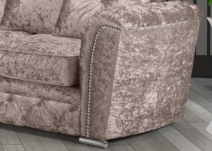 Mink Crushed Velvet 5-Seater L-Shape Corner Sofa Deep Cushions Rose Gold