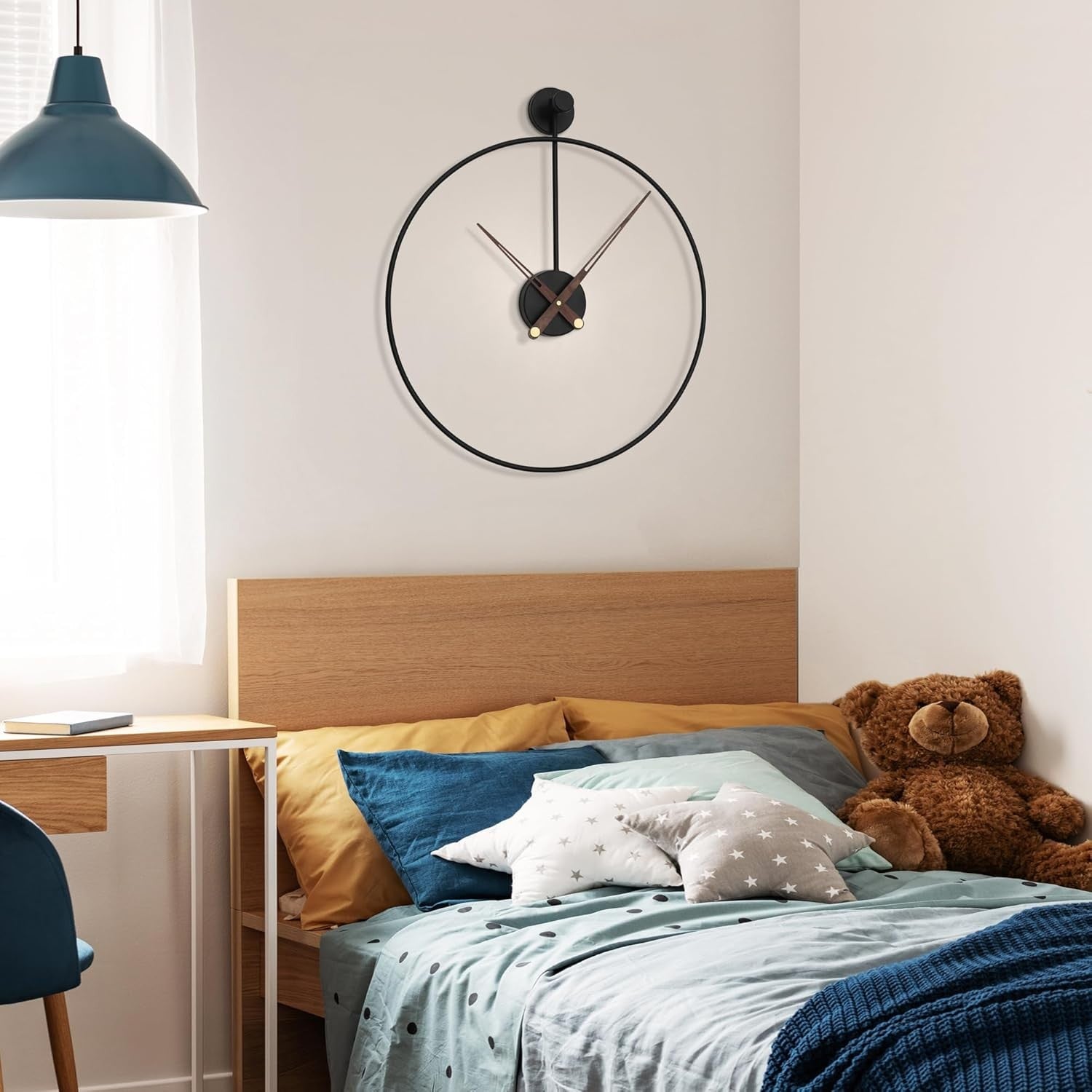 Large 50cm Modern Black Metal Wall Clock Silent Non-Ticking Minimalist Round Dec