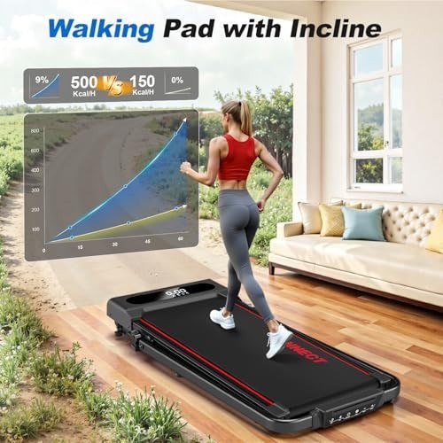 6in1 Folding Treadmill 12km/h 9% Incline Under Desk Walking Pad 350lbs Heavy