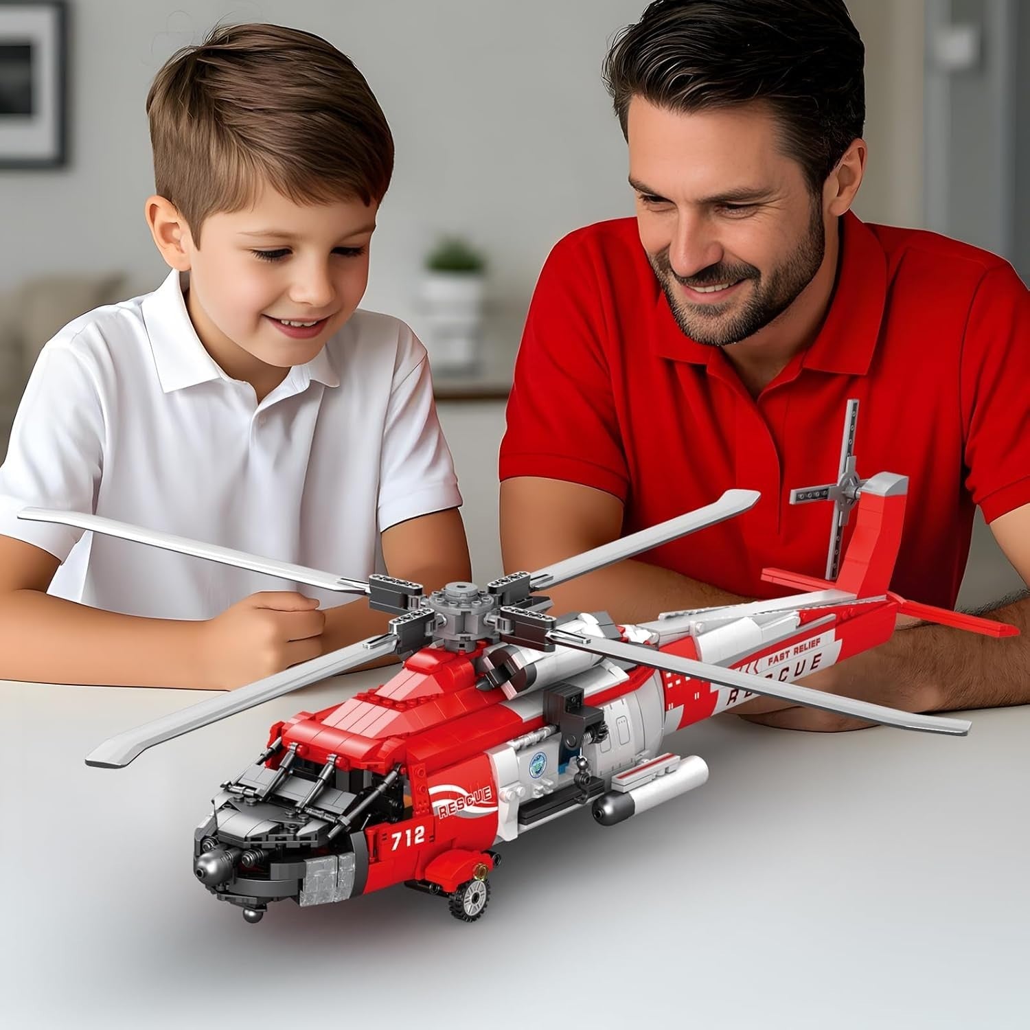 Military Rescue Helicopter Model Kit 1137pcs, Realistic Build, Kids & Adults