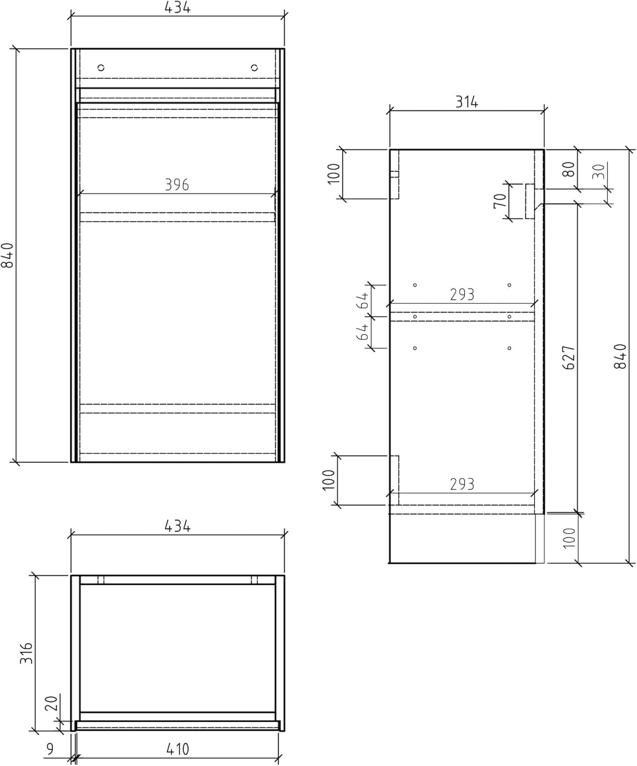 440mm Brown Floor Standing Vanity Unit with Polymarble Basin & Soft Close Door
