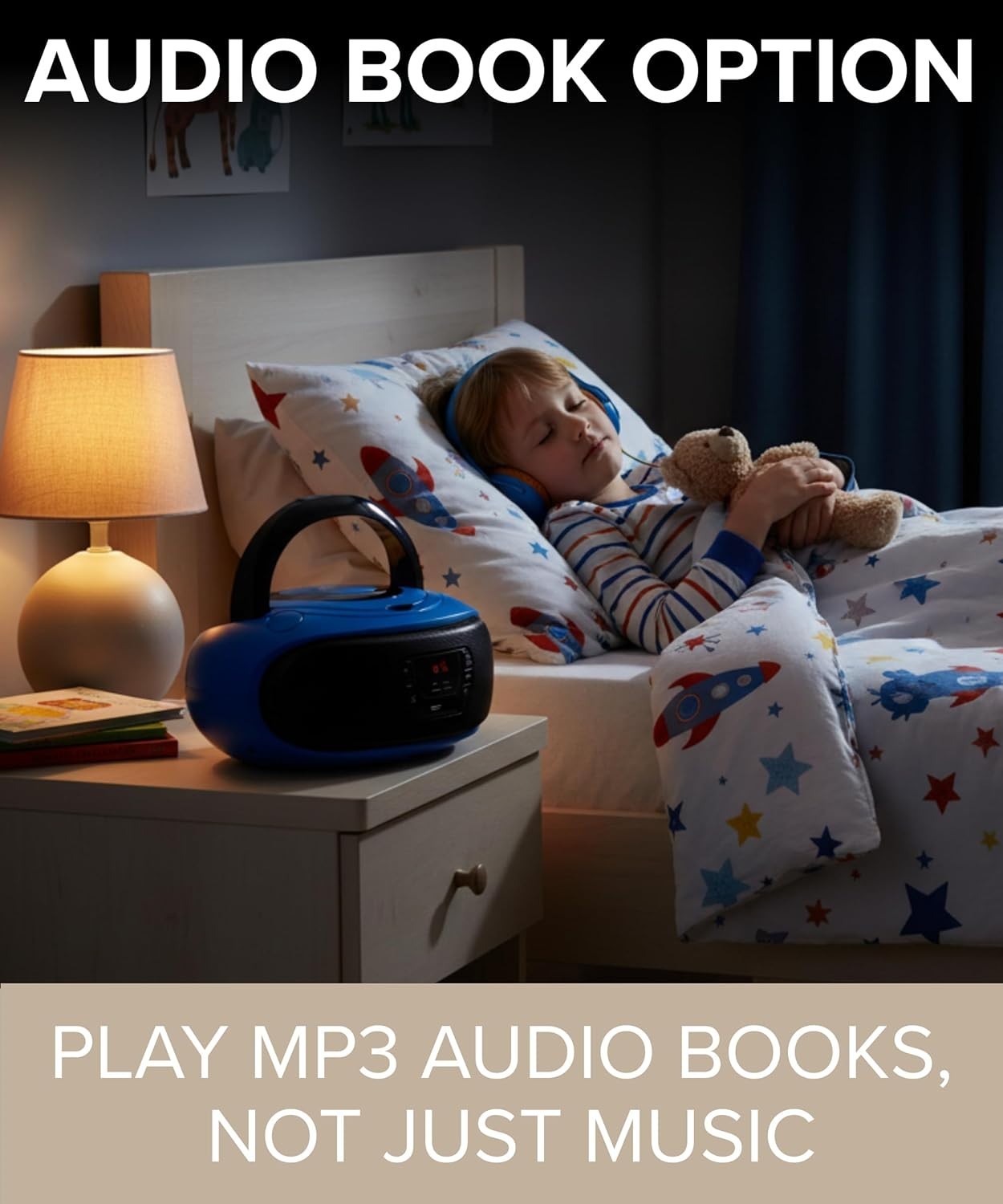 Portable Boombox CD Player FM Radio USB AUX Stereo Speakers Blue