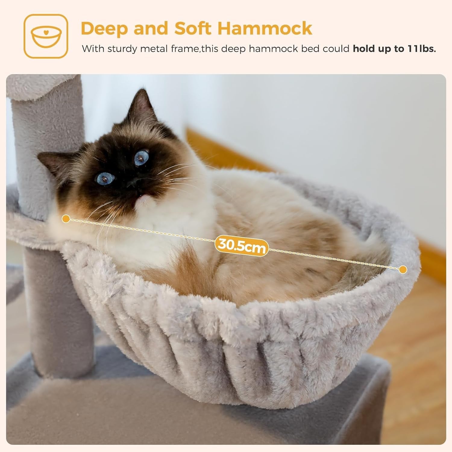 Small Cat Tree 73cm Indoor Cat Tower With Condo Hammock Scratching Posts
