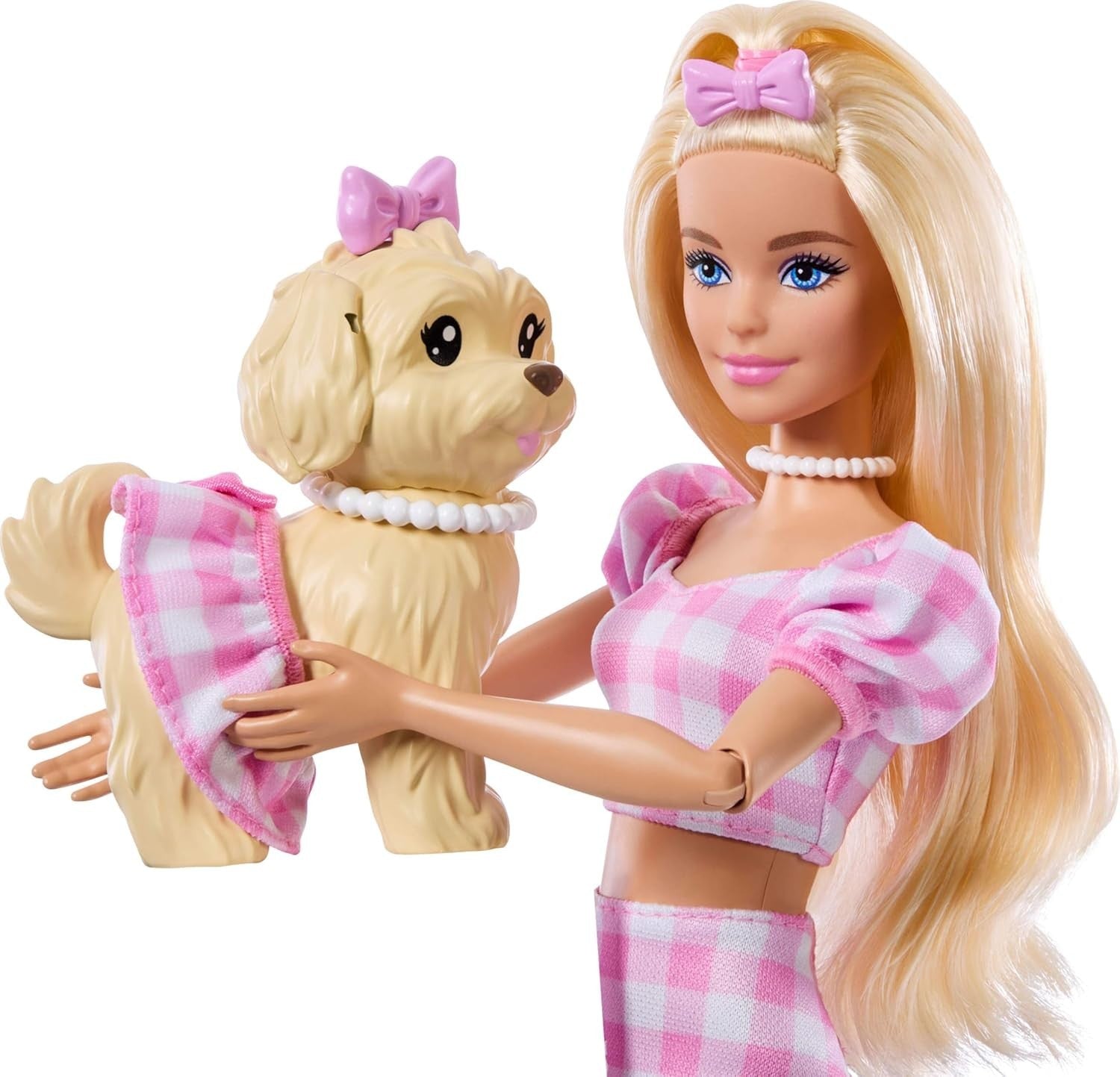 Fashion Doll with Puppy Matching Outfits Sunglasses Necklace Pet Set