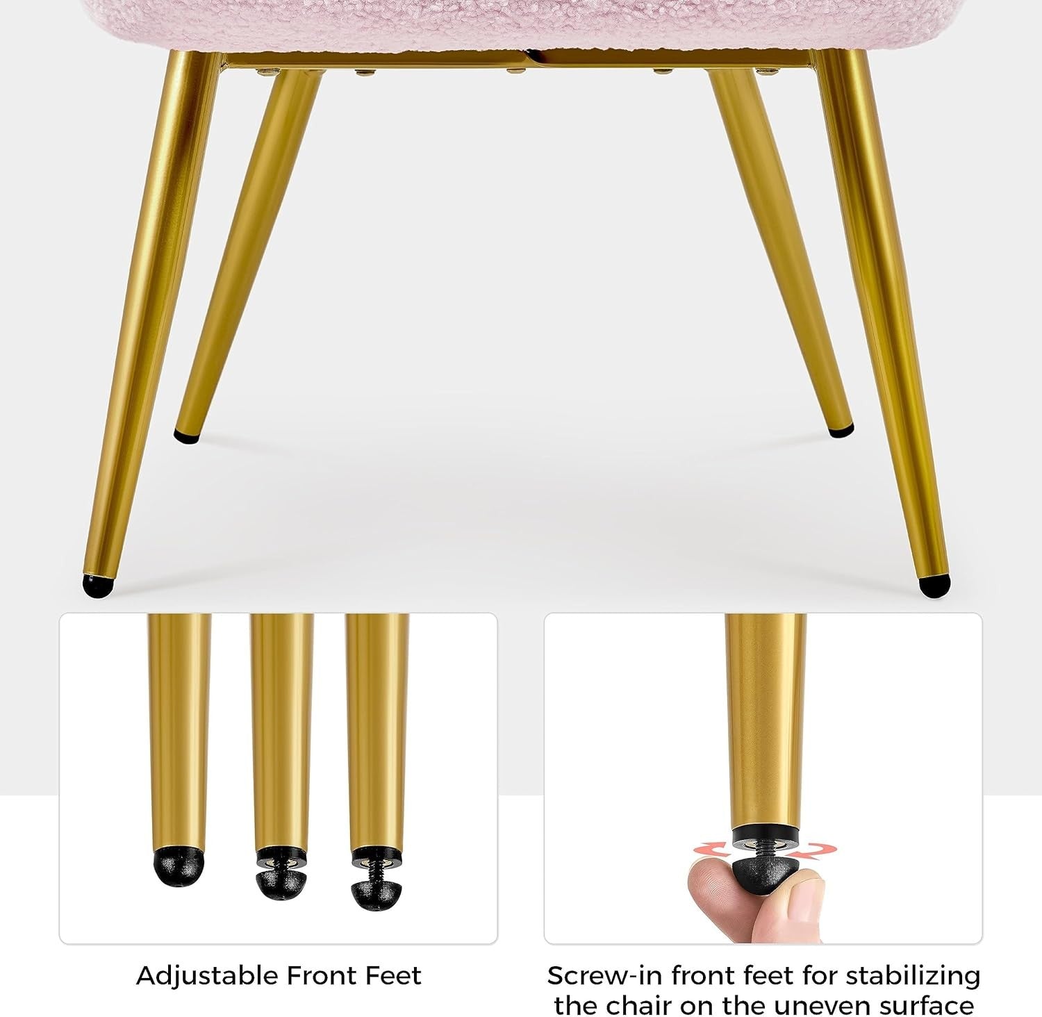 Boucle Armchair with Ottoman Set Pink Sherpa Tub Chair