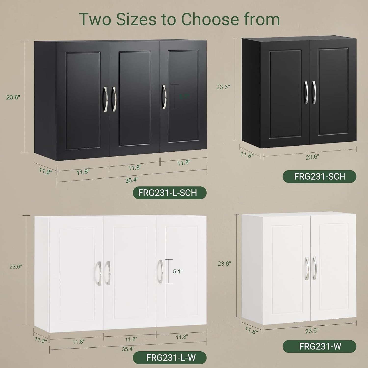 Wall Mount Bathroom Cabinet with 2 Doors & Adjustable Shelves, White