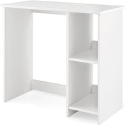 Compact Computer Desk with Shelves Small Space Home Office Laptop Table White
