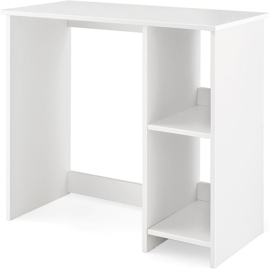 Compact Computer Desk with Shelves Small Space Home Office Laptop Table White