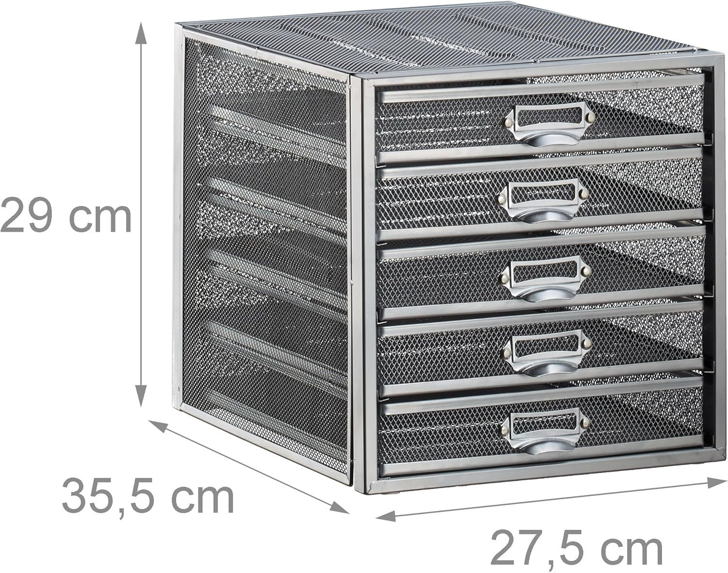 Desk Organizer with 5 Drawers for A4 Files, Paper & Office Storage Silver