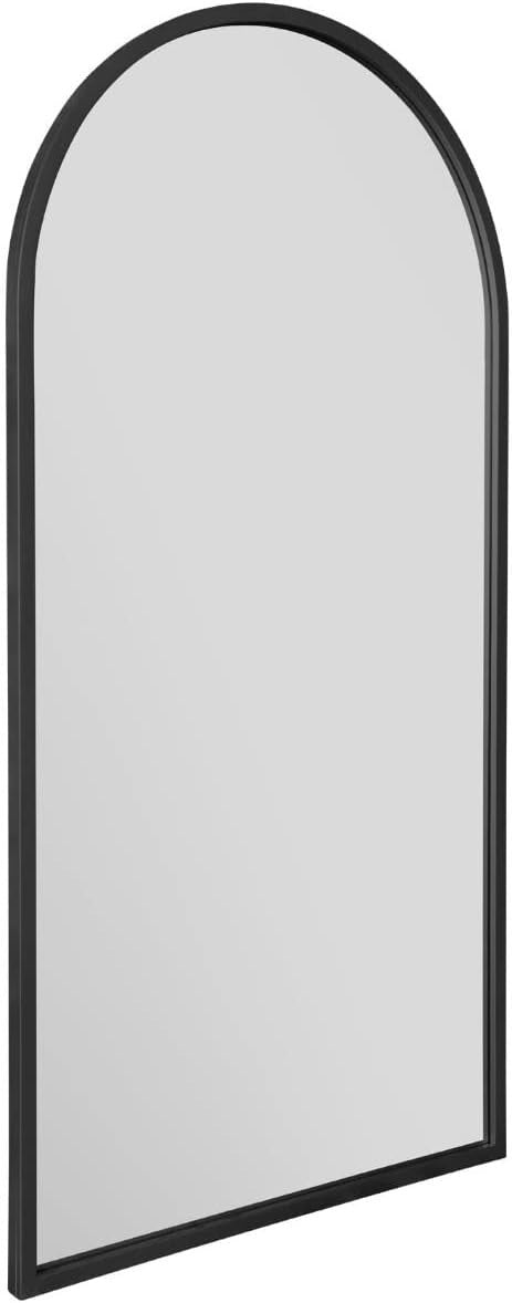 Modern Black Metal Arched Wall Mirror 140x70cm Leaner & Wall Mount