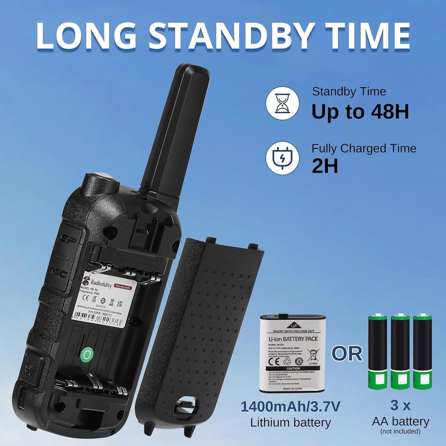 Kids Walkie Talkies PMR446 Rechargeable Long Range VOX USB-C 2 Pack