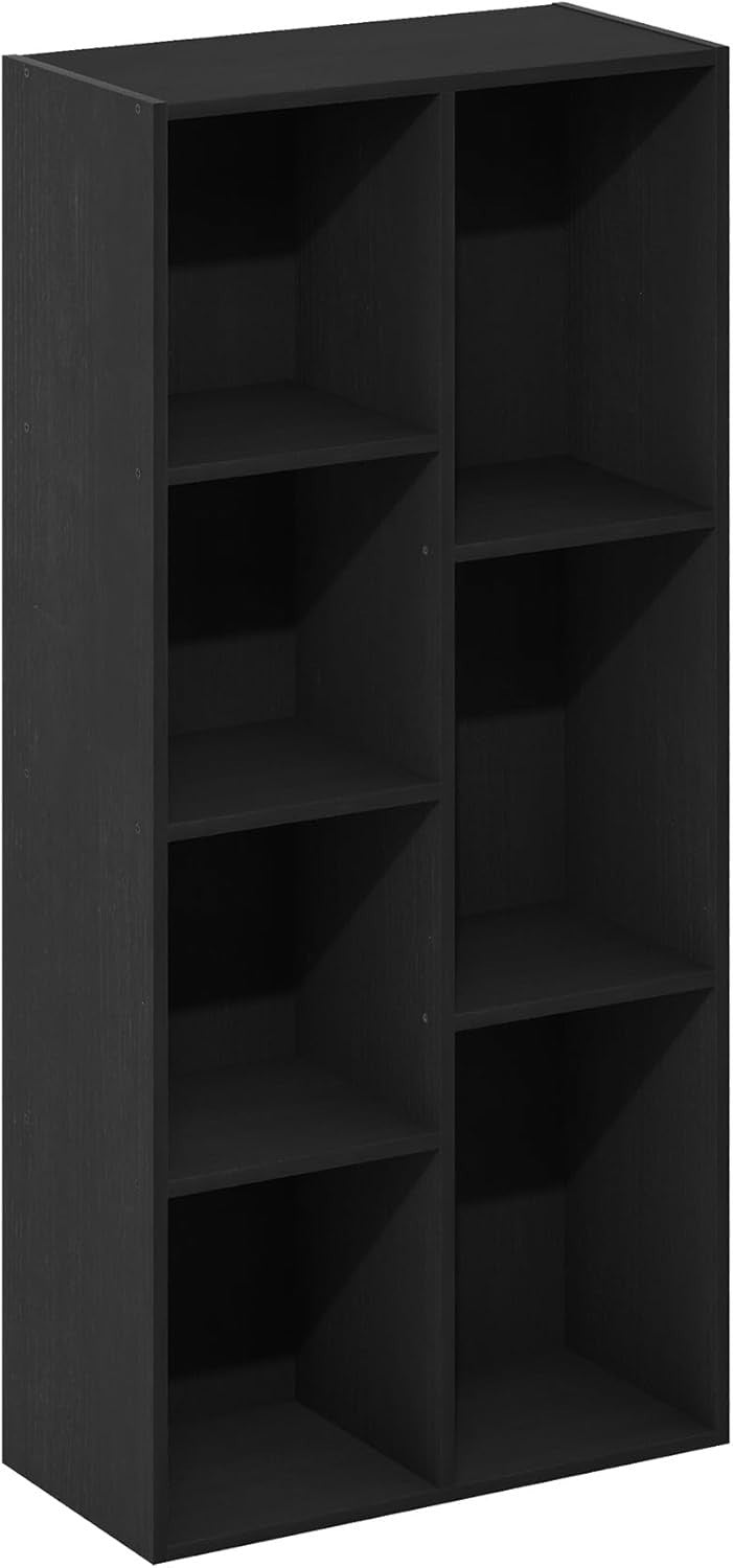 7 Cube Reversible Bookcase Storage Open Shelf Compact Design Organizer Black