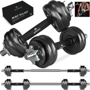 15kg Adjustable Cast Iron Dumbbell Barbell Set Spinlock Home Gym Weights