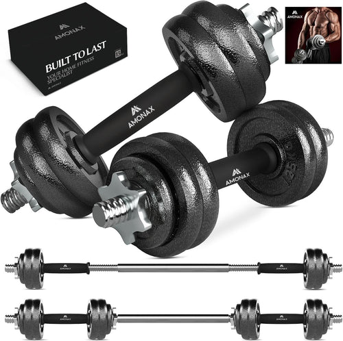 15kg Adjustable Cast Iron Dumbbell Barbell Set Spinlock Home Gym Weights