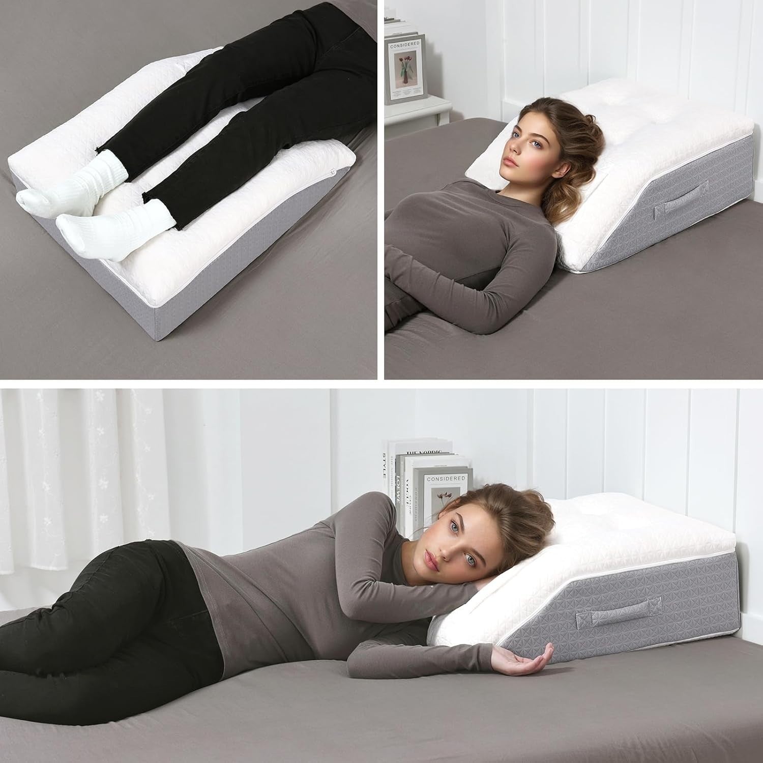 Memory Foam Leg Elevation Pillow Wedge for Knee Pain Swelling Support