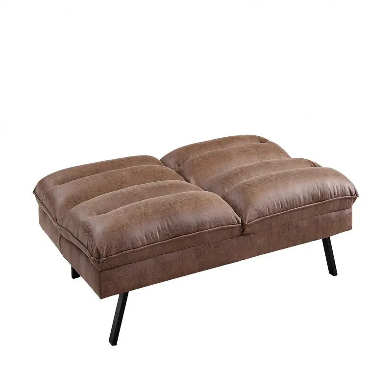 Brown Air Leather 3 Seater Sofa Bed Foam Padded Recliner Solid Frame UK