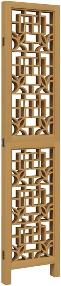 4 Panel Brown Wood Room Divider Folding Privacy Screen 160x180cm Decorative Part
