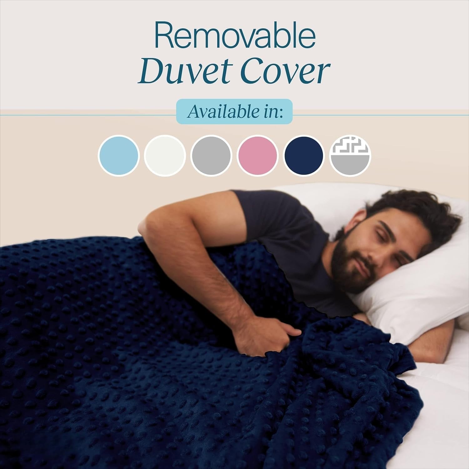 King Size 20 lbs Weighted Blanket 220x230 cm Navy for Stress Relief & Relaxation