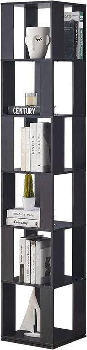Tall Rotating 6-Tier Corner Bookshelf Slim Display Storage Unit for Home Office