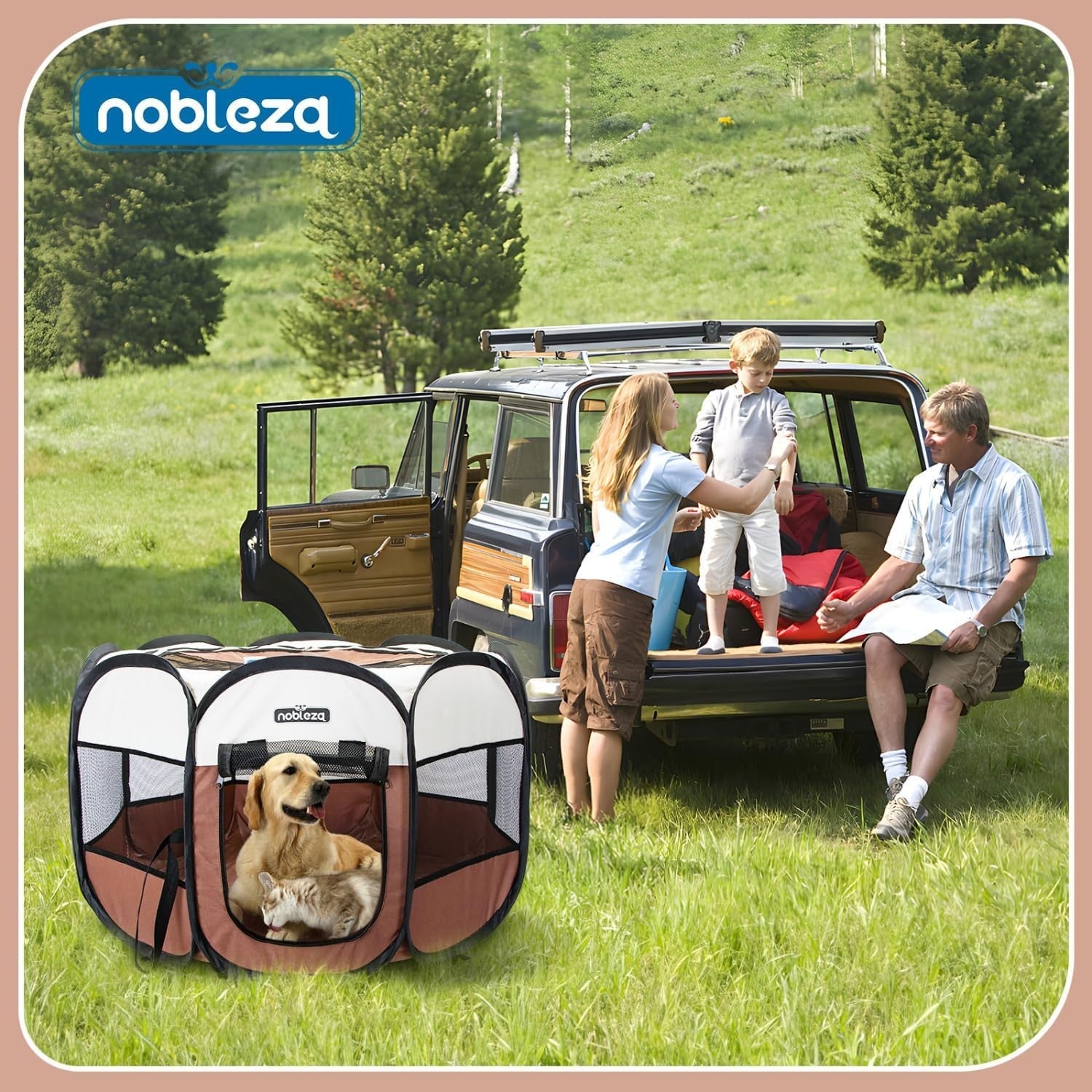 Portable Foldable Pop-Up Puppy Playpen Indoor Outdoor Pet Cage 62x62x45cm