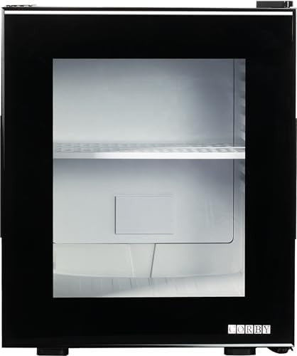 20L Black Corby Eton Mini Fridge Glass Door Tabletop Cooler LED