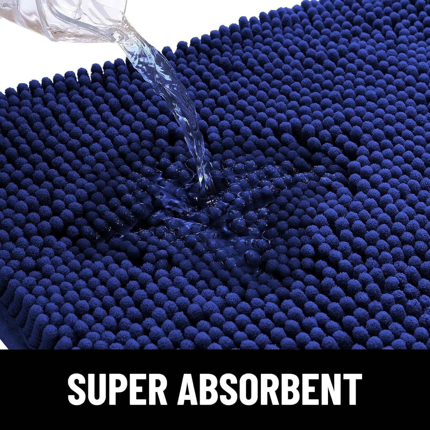Dog Door Mat Super Absorbent Non Slip Chenille Blue Entrance Rug 76x121cm