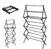4 Tier Clothes Airer Extendable Foldable Drying Rack Space Saving Black