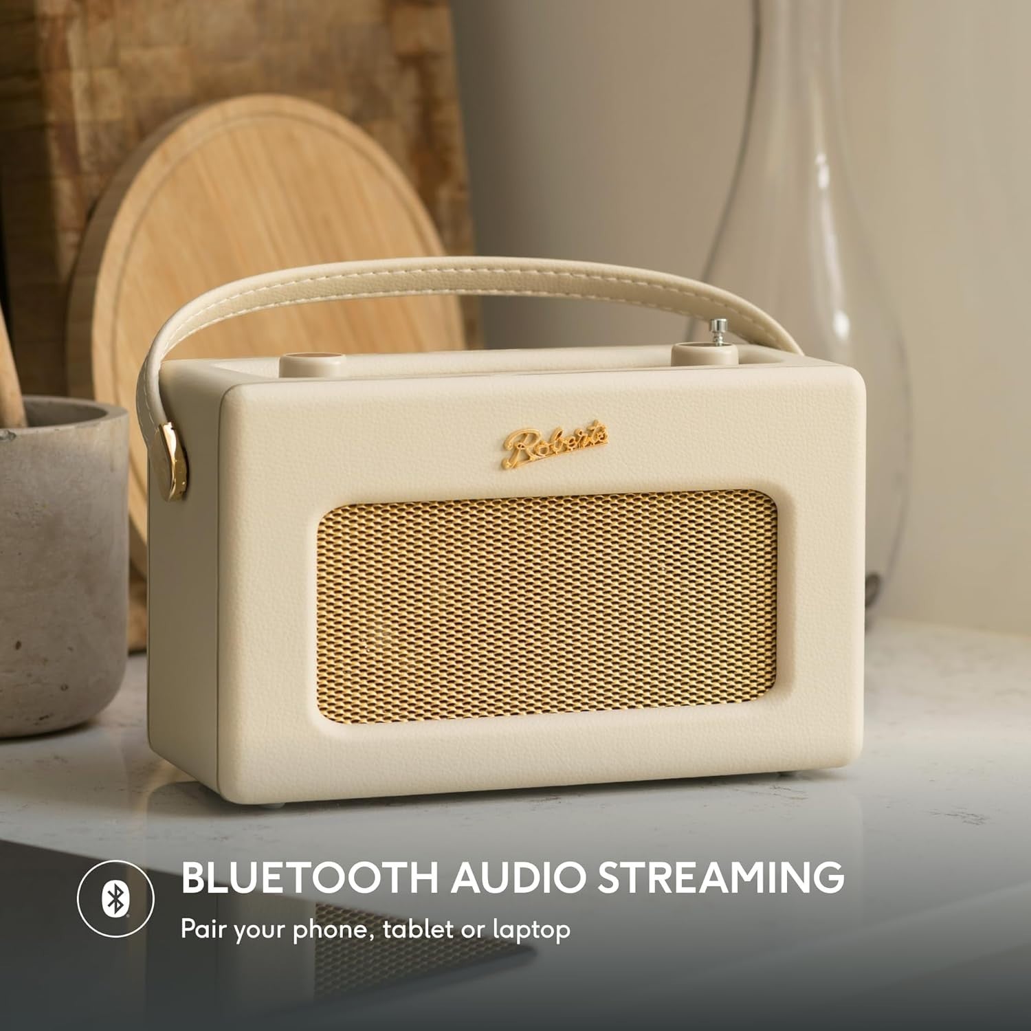 Portable DAB DAB+ FM Radio Bluetooth Retro Pastel Cream