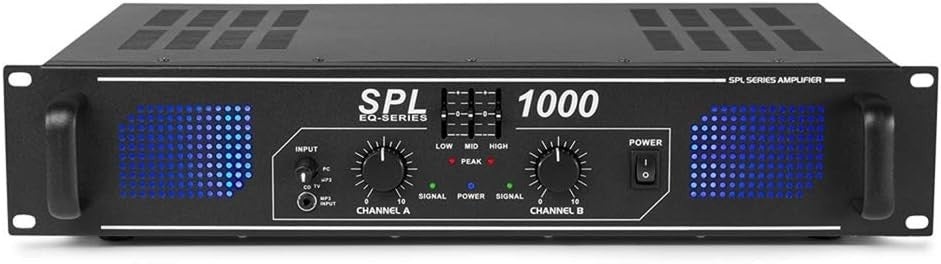 1000W PA Power Amplifier Class D 2-Channel Stereo DJ Stage Audio