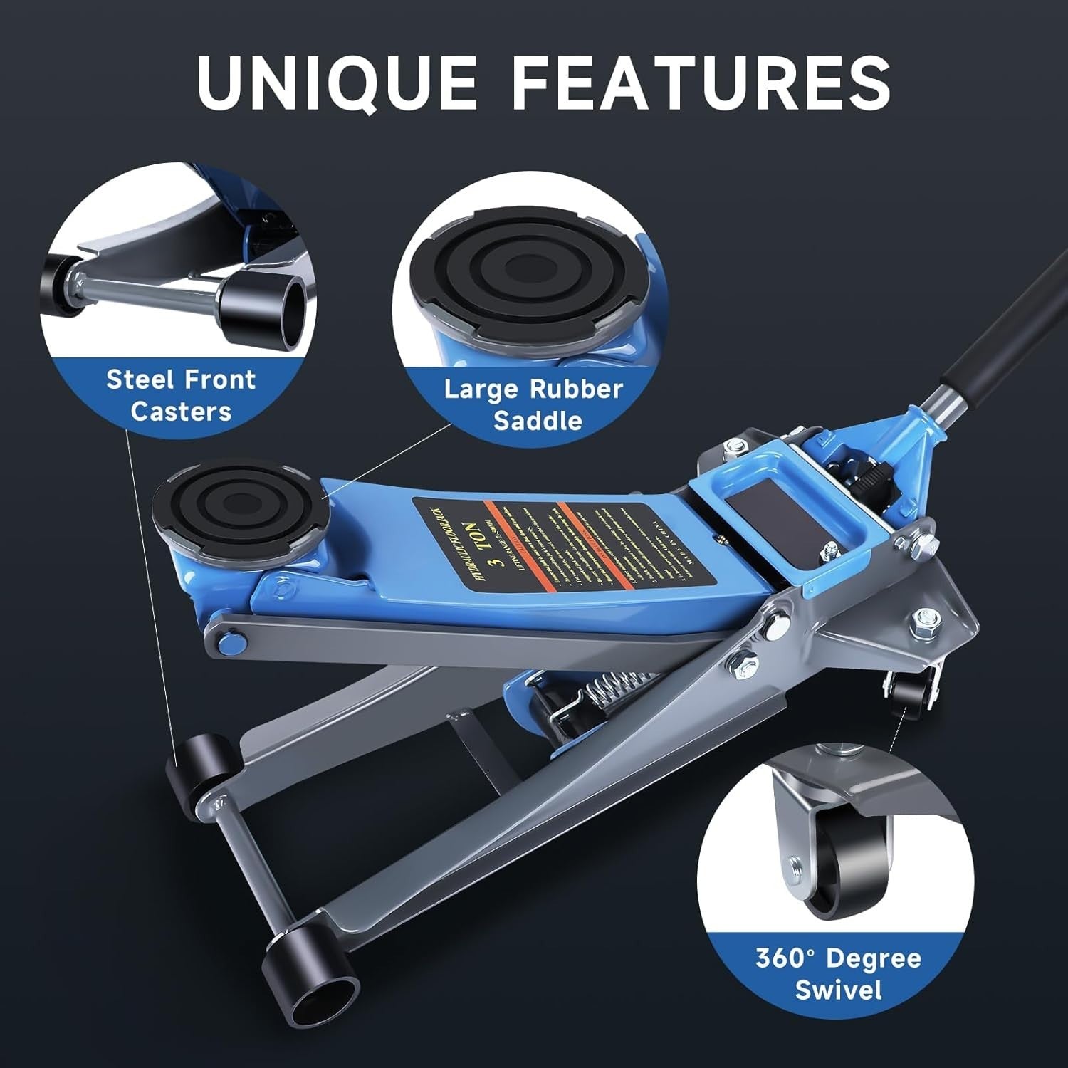 3 Ton Low Profile Hydraulic Floor Jack Dual Piston Fast Lift 6600lbs SUV Truck