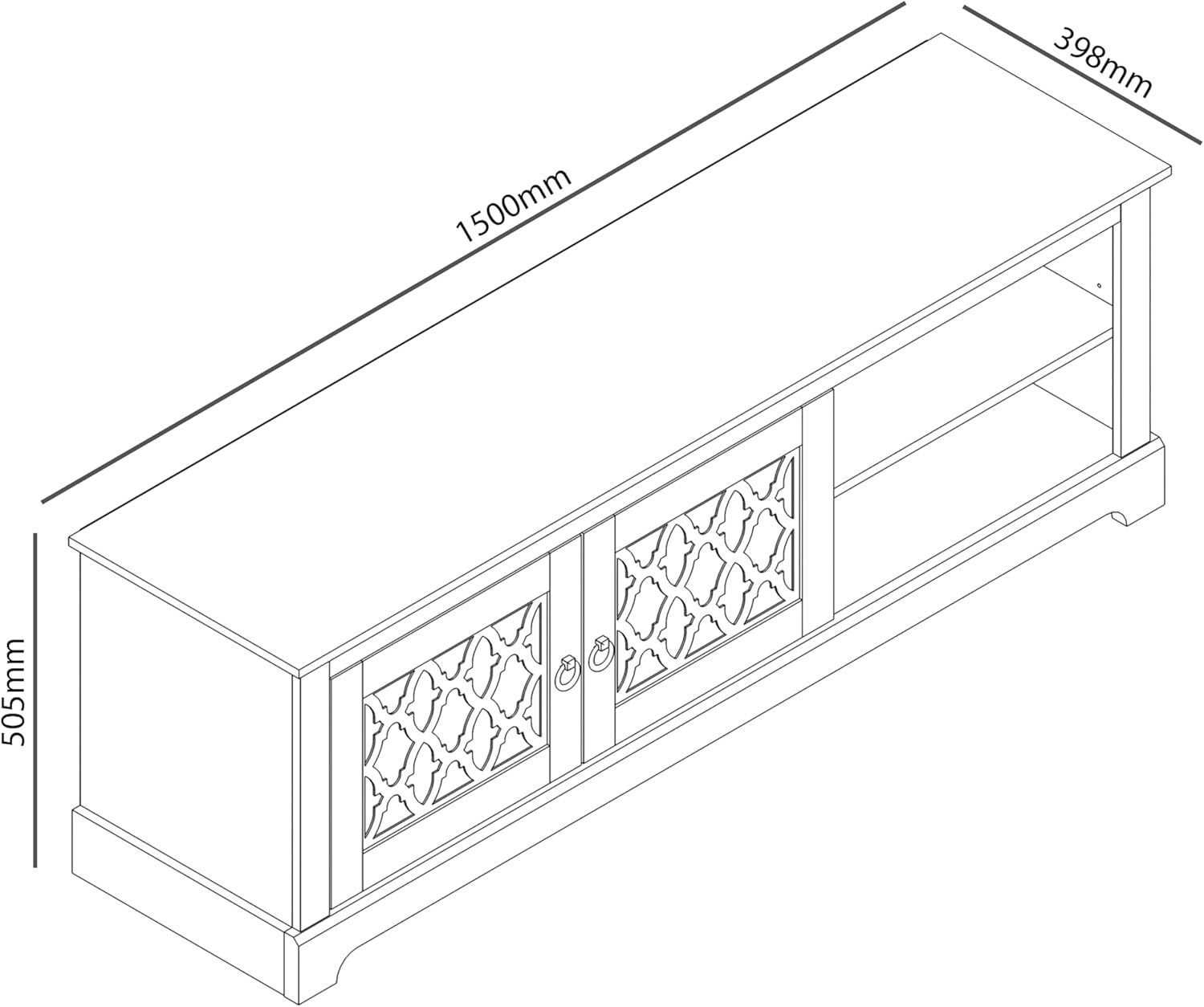 150cm TV Stand Cabinet Unit for 65” TV | Grey Wood Media Console Shelf