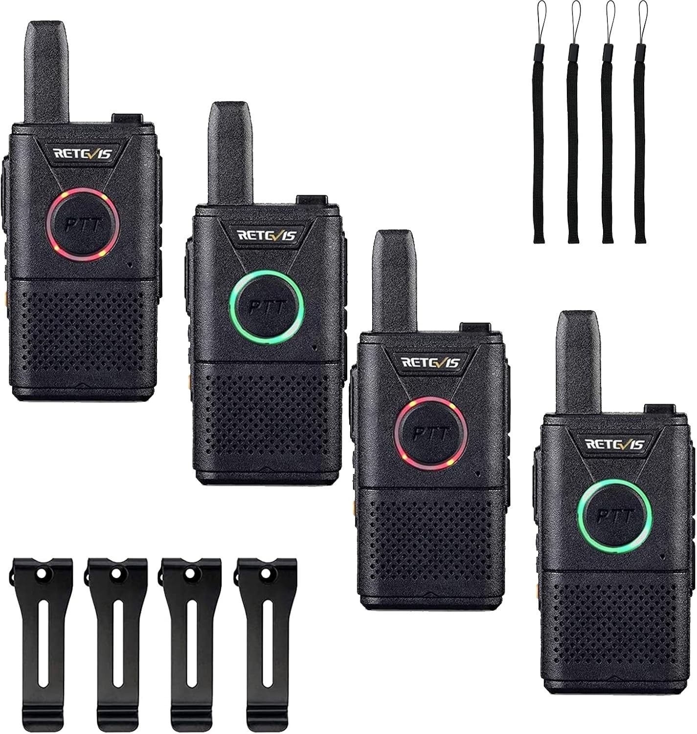 Mini PMR446 Walkie Talkies 4 Pack Rechargeable Dual PTT Long Range Radio