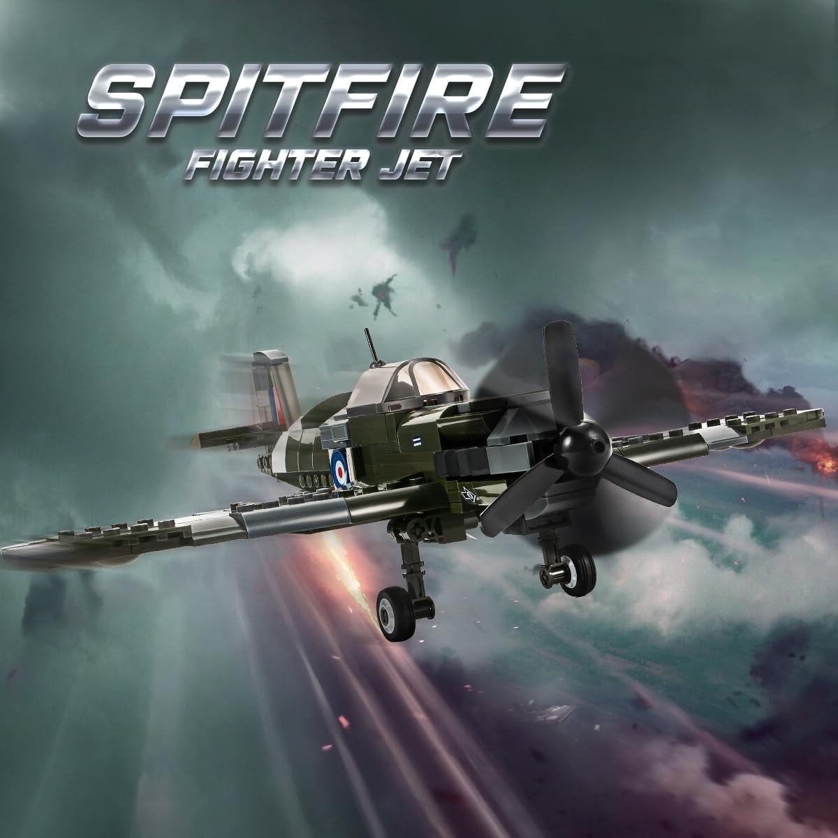 Spitfire Military Jet Building Kit – 290 Bricks Toy for Kids & Adults