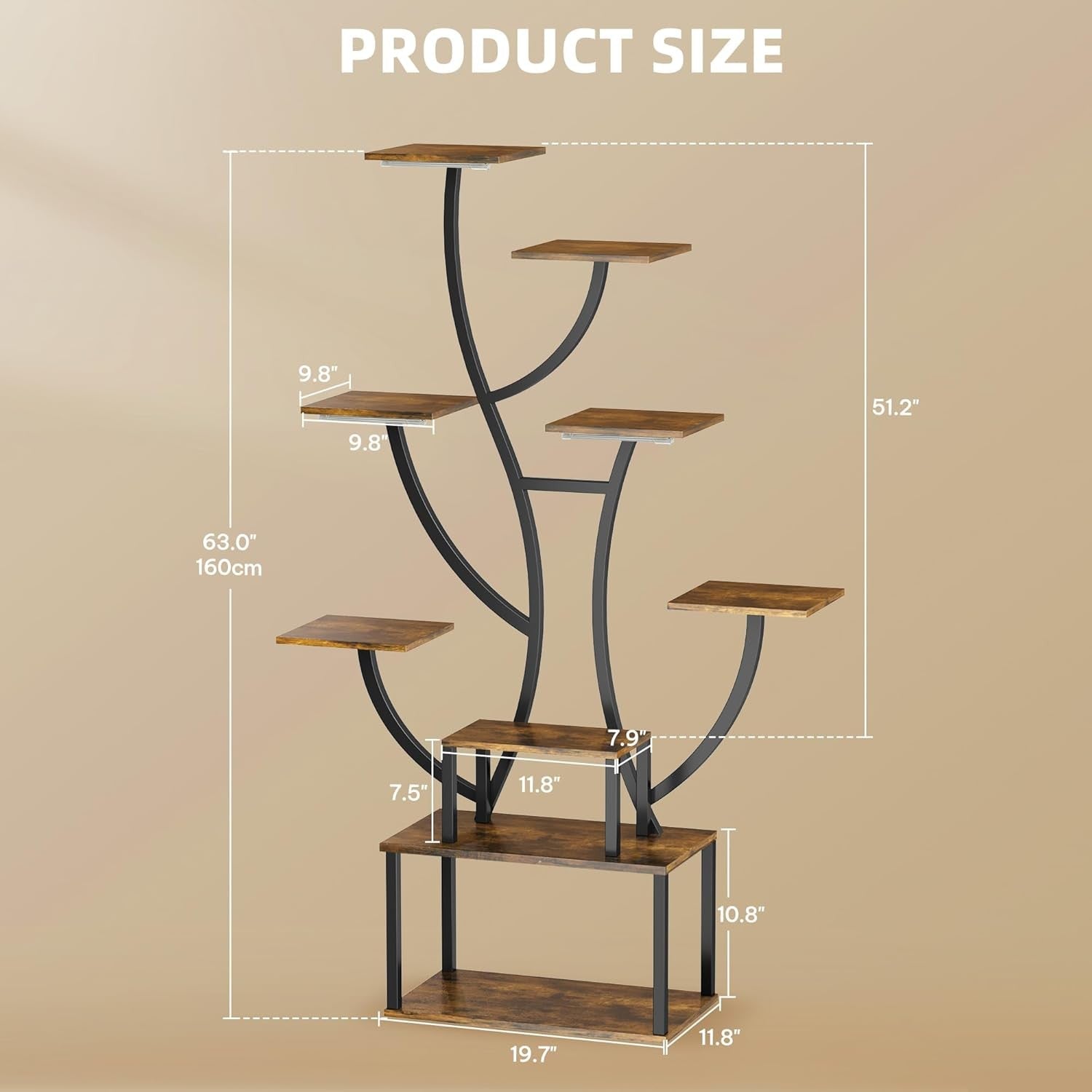 7 Tier Metal Plant Stand With LED Grow Lights Indoor Tall Corner Flower Rack