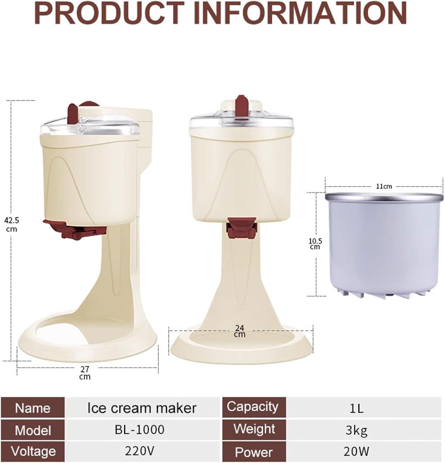 Soft Serve Ice Cream Maker Home Countertop Frozen Dessert Machine DIY