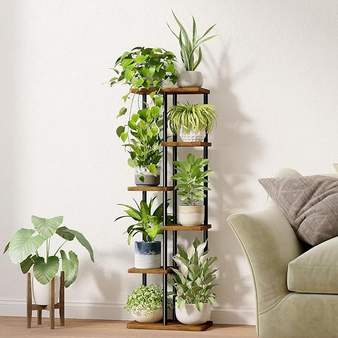 6 Tier Metal Plant Stand Indoor Outdoor Corner Shelf Display Rack