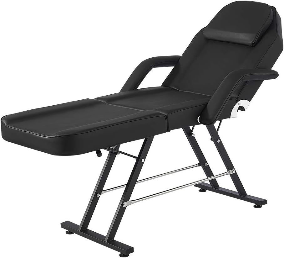 Reclining Beauty Bed Massage Table Adjustable Salon Spa Tattoo Chair Set Black
