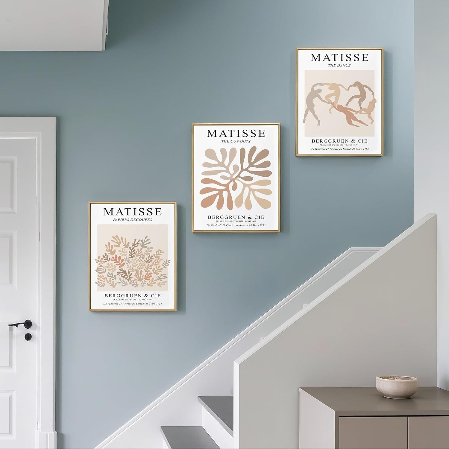 Large Abstract Neutral Wall Art Set of 3 Boho Prints 50x70cm Modern Decor