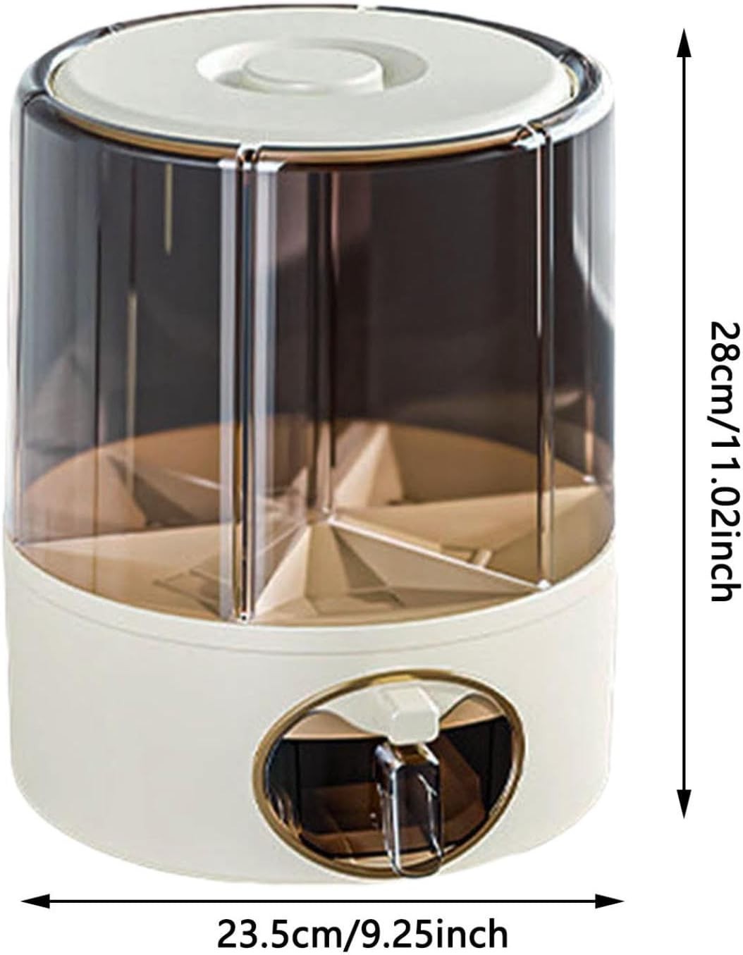 360° Rotating Grain Storage Container 6 Compartment Rice Dispenser