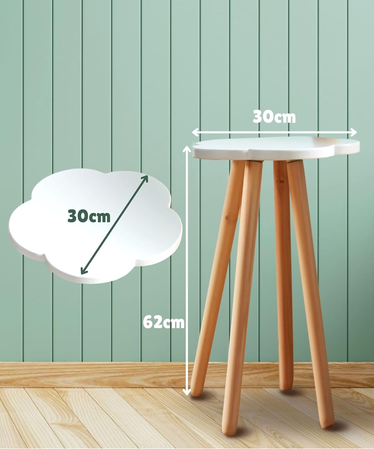 Modern White Side Table 62cm Tall Wooden Plant Stand Nordic Bedside Table