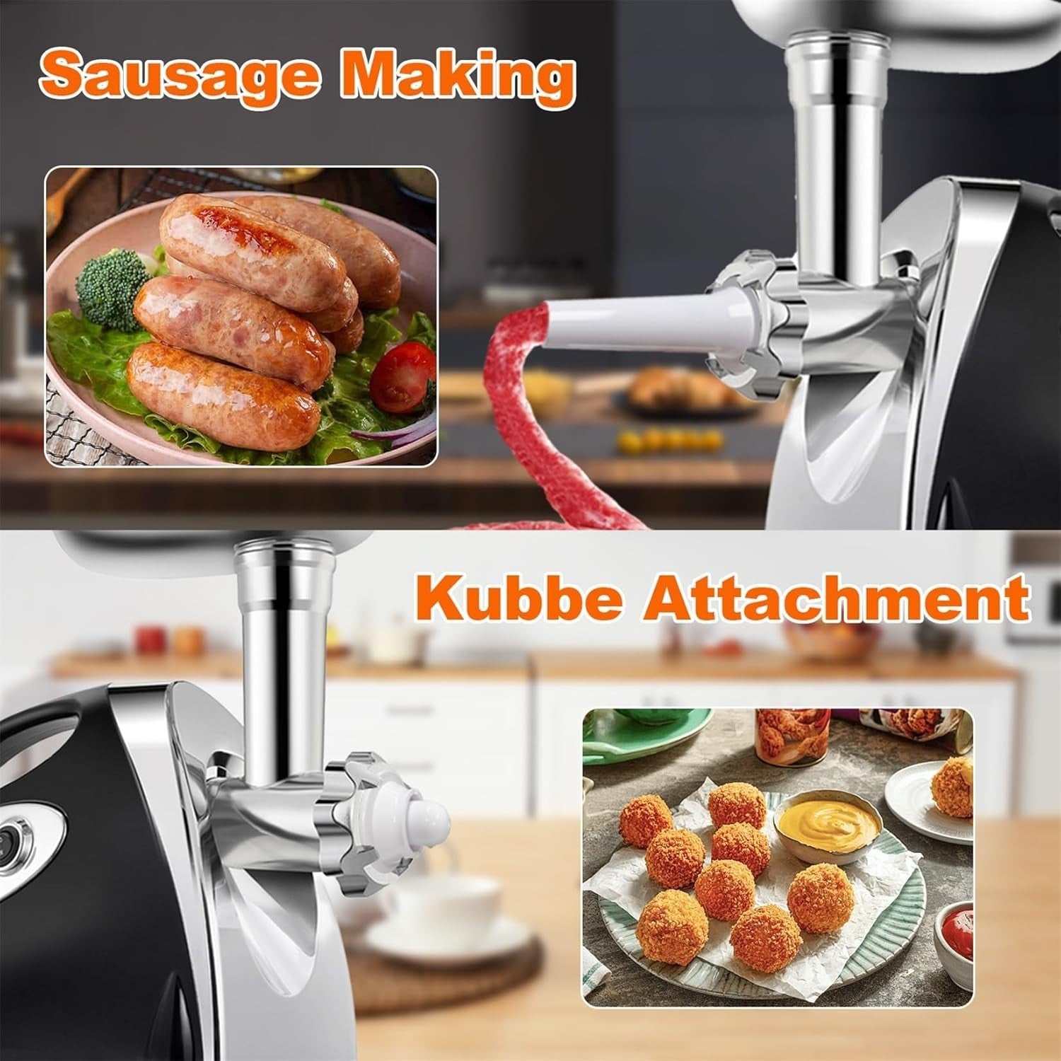 2800W Electric Meat Grinder Sausage Maker Mincer 3 Steel Plates