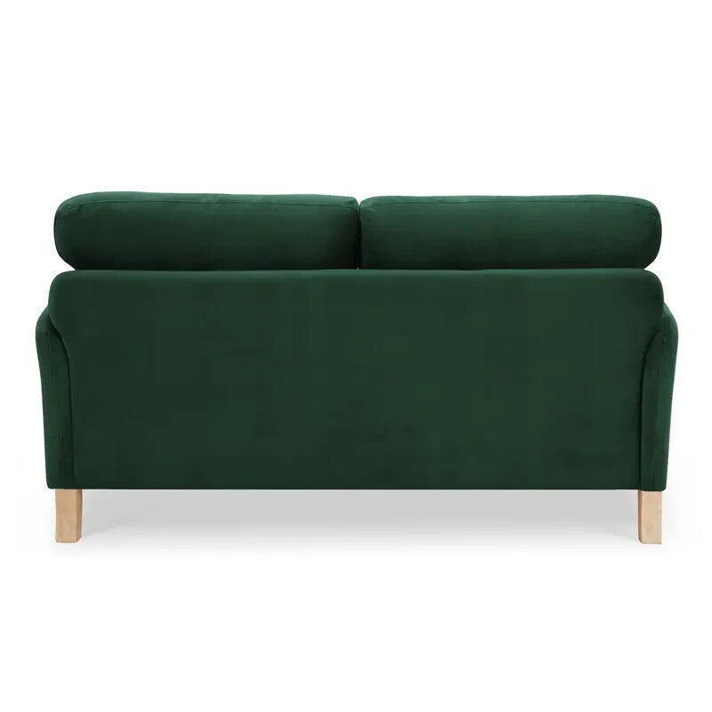 Luxury Green Velvet 2 Seater Sofa Modern Deep Seat Cushions Solid Wood Legs
