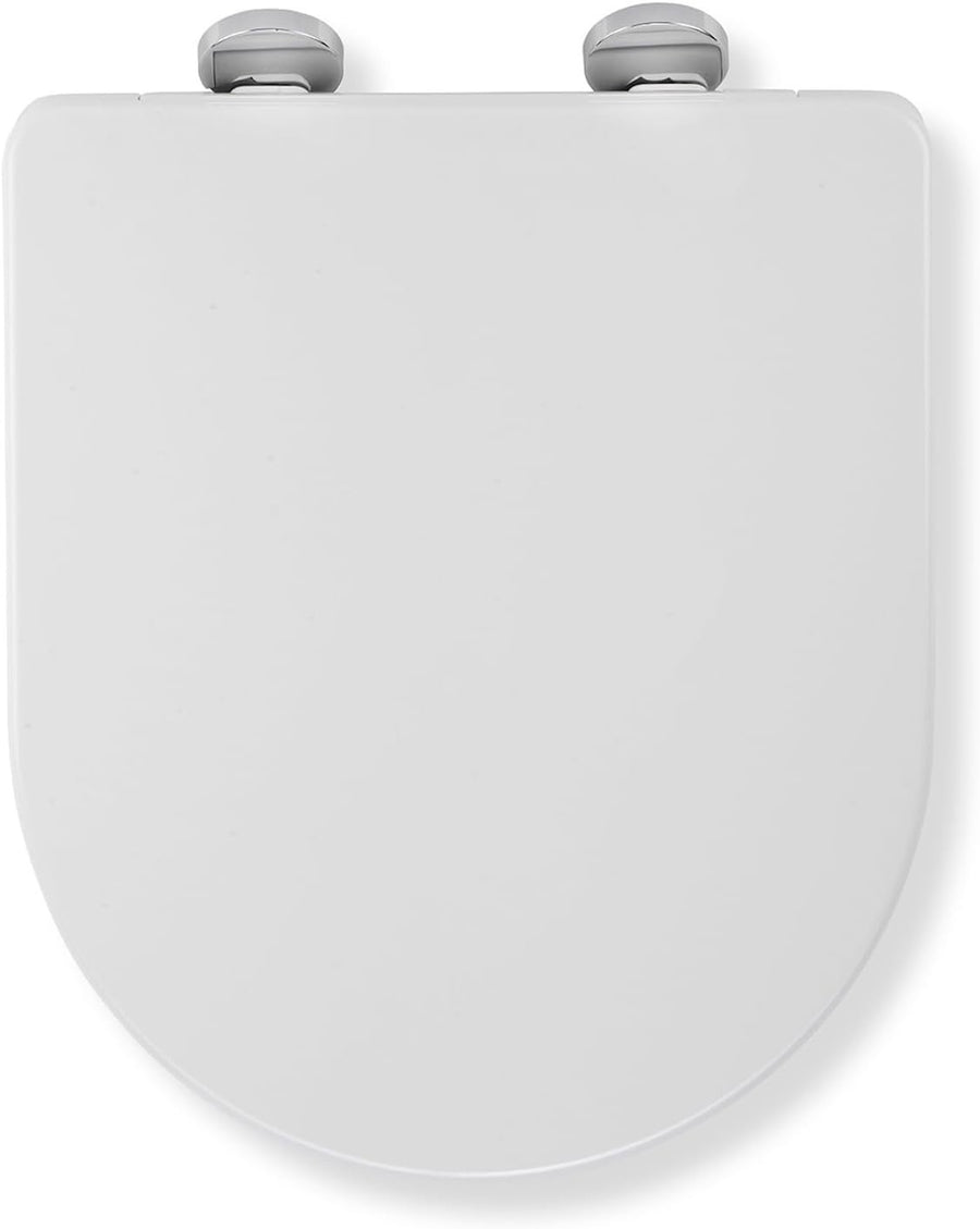 White D-Shape Toilet Seat Soft Close Quick Release Antibacterial Durable