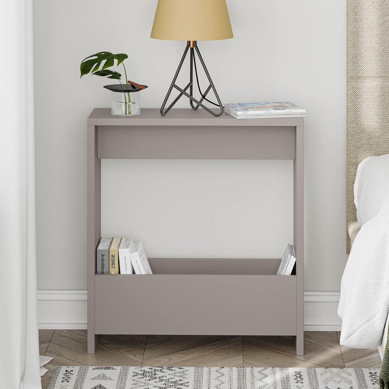 Space-Saving Side Table with Magazine Rack – Stylish Storage & Small Footprint