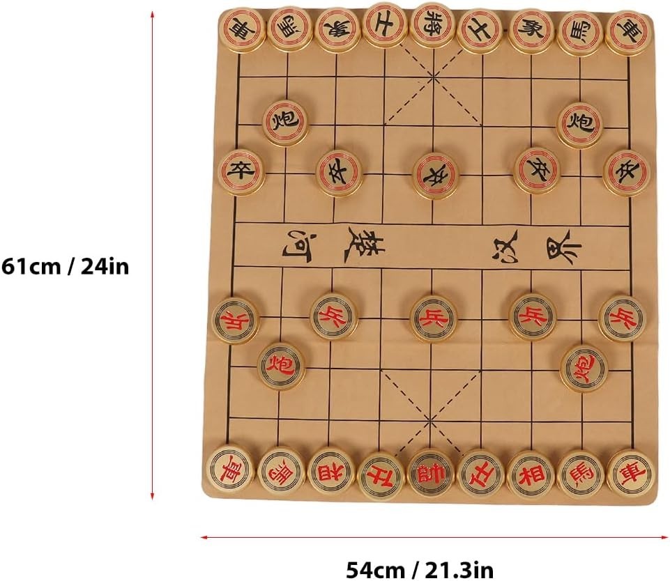 Golden Xiangqi Chinese Chess Set Aluminum Pieces Storage Case