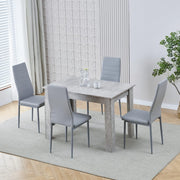 Space-Saving Grey Wood Dining Table & 4 Grey PU Leather Chairs Set