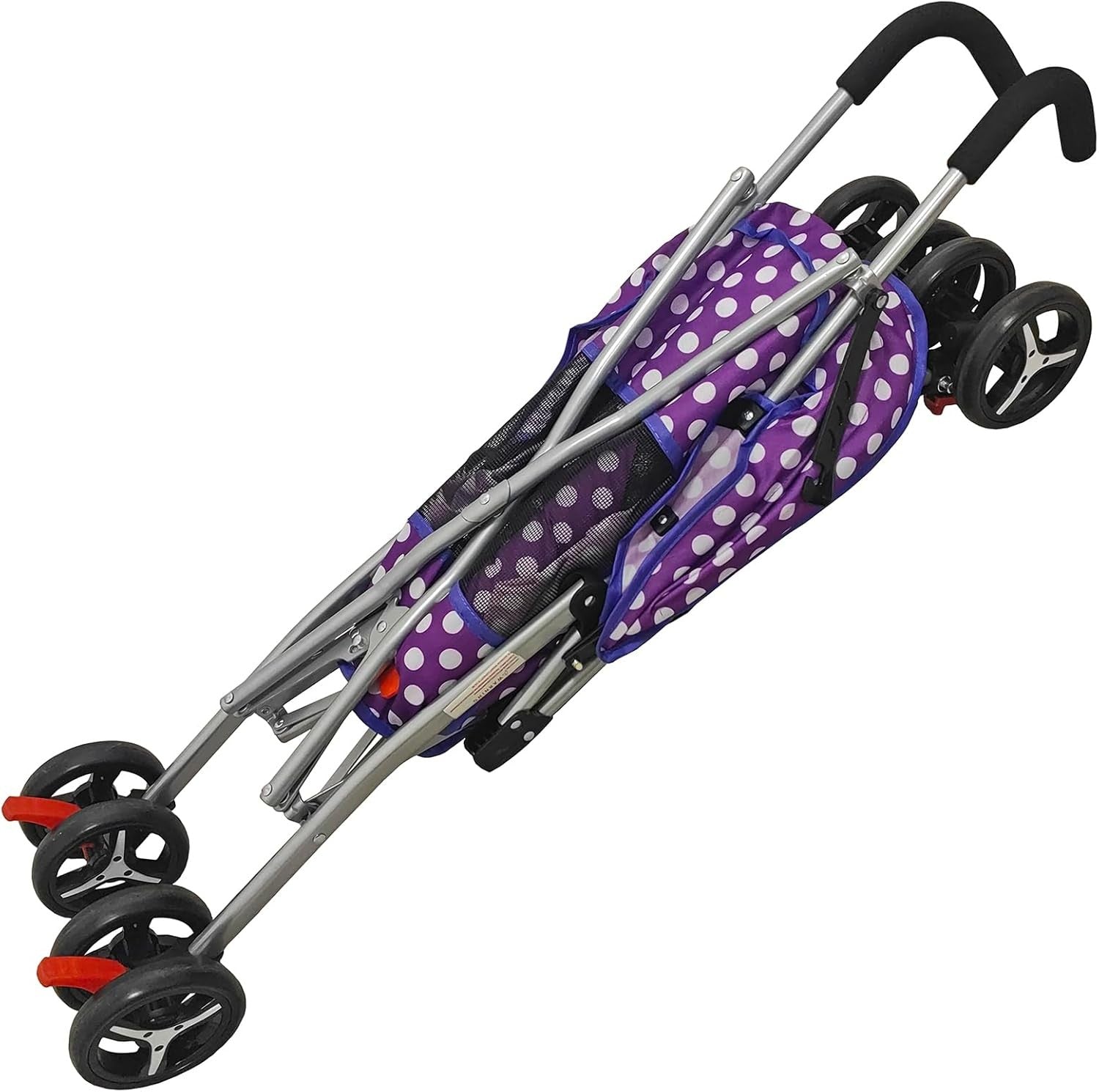 Pet Travel Stroller Dog Cat Pushchair Waterproof Cover Foldable 4 Wheel Purple